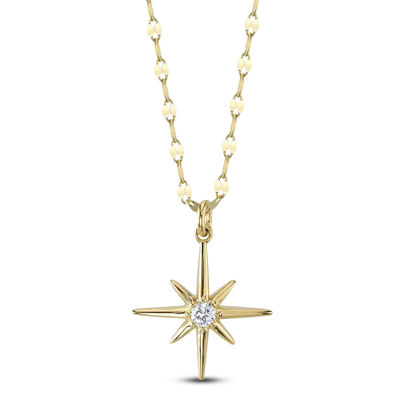 Main Image 1 of Shy Creation Diamond North Star Necklace 1/15 ct tw 14K Yellow Gold 18&quot; SC55026688