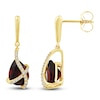 Thumbnail Image 0 of Pear-Shaped Natural Garnet & Diamond Dangle Earrings 1/10 ct tw 14K Yellow Gold