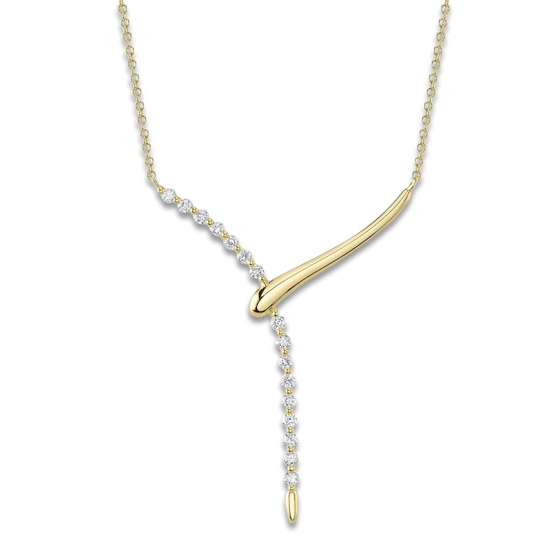 Main Image 1 of Shy Creation Diamond Lariat Necklace 1/3 ct tw 14K Yellow Gold 18&quot; SC55026556