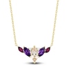 Thumbnail Image 1 of Marquise-Cut Natural Morganite, Amethyst, Rhodolite Garnet & Diamond Accent Necklace 14K Yellow Gold 18&quot;