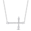 Thumbnail Image 1 of Shy Creation Diamond Sideways Cross Necklace 1/6 ct tw 14K White Gold 18&quot; SC55020905V3