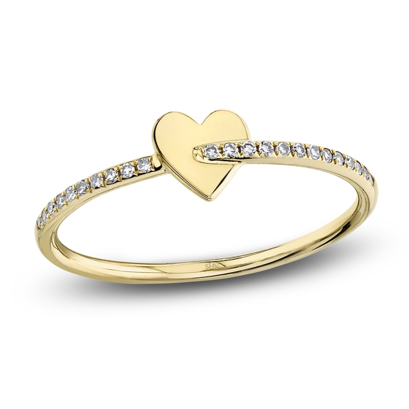 Main Image 1 of Shy Creation Diamond Heart Ring 1/20 ct tw 14K Yellow Gold SC55020729