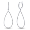 Thumbnail Image 1 of Shy Creation Diamond Teardrop Dangle Hoop Earrings 1/3 ct tw 14K White Gold SC22003282V2