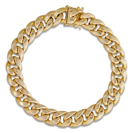 Semi-Solid Cuban Curb Chain Bracelet 11.3mm 14K Yellow Gold 8.5&quot;