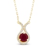 Thumbnail Image 1 of Round-Cut Natural Ruby & Diamond Necklace 1/10 ct tw 14K Yellow Gold 18&quot;