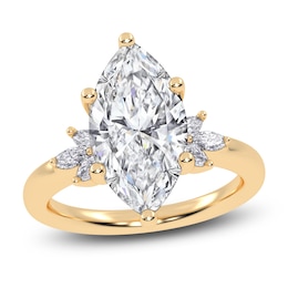 Marquise-Cut Lab-Created Diamond Engagement Ring 3-1/6 ct tw 14K Yellow Gold