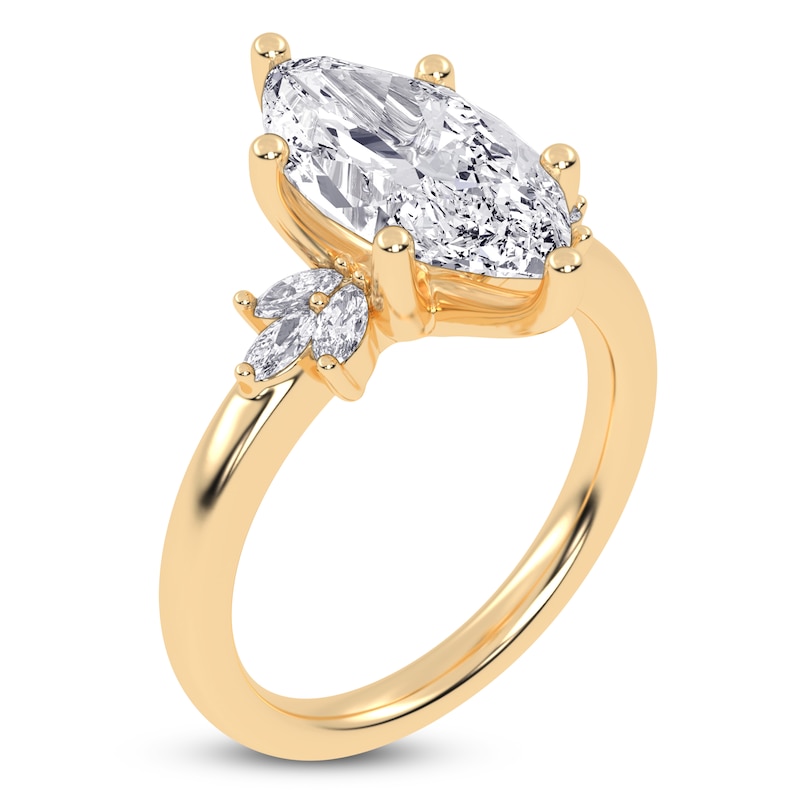 Main Image 2 of Marquise-Cut Lab-Created Diamond Engagement Ring 3-1/6 ct tw 14K Yellow Gold