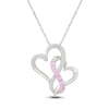 Thumbnail Image 1 of Pink & White Lab-Created Sapphire Entwined Hearts Infinity Necklace Sterling Silver 18&quot;