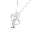 Thumbnail Image 2 of Pink & White Lab-Created Sapphire Entwined Hearts Infinity Necklace Sterling Silver 18&quot;