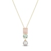 Thumbnail Image 1 of Rectangle-Cut Natural Rose Quartz, Round-Cut Natural Green Quartz & Cultured Pearl Necklace 14K Yellow Gold 18&quot;