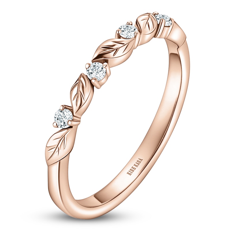 Main Image 2 of Kirk Kara Diamond Four-Stone Leaf Wedding Band 1/15 ct tw 14K Rose Gold