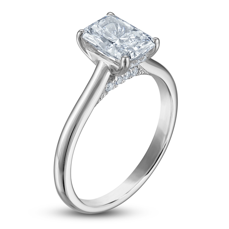 Main Image 2 of Radiant-Cut Lab-Created Diamond Solitaire Plus Engagement Ring 1-5/8 ct tw Platinum (VS2/F)