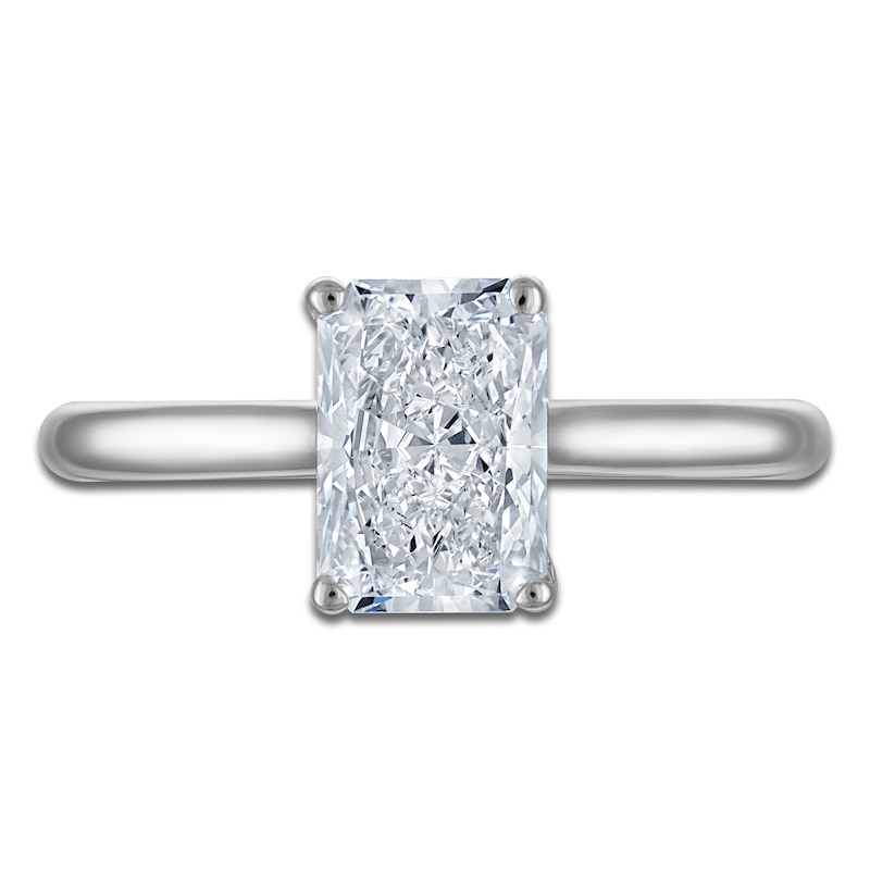 Main Image 3 of Radiant-Cut Lab-Created Diamond Solitaire Plus Engagement Ring 1-5/8 ct tw Platinum (VS2/F)