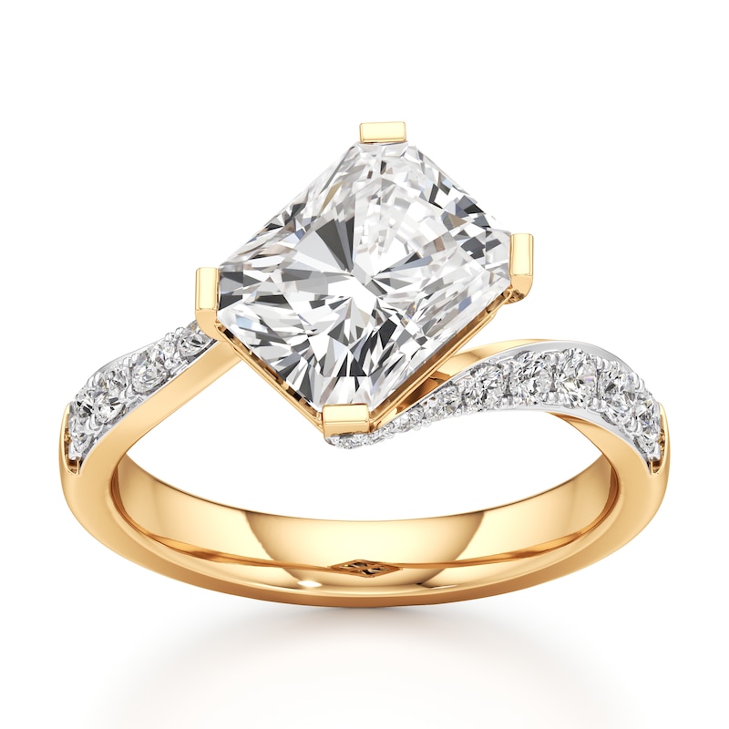 Main Image 1 of J'Lure Radiant Brilliant-Cut Lab-Created Diamond Bypass Engagement Ring 3-1/2 ct tw 18K Yellow Gold