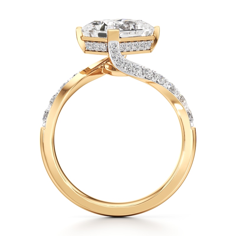 Main Image 2 of J'Lure Radiant Brilliant-Cut Lab-Created Diamond Bypass Engagement Ring 3-1/2 ct tw 18K Yellow Gold