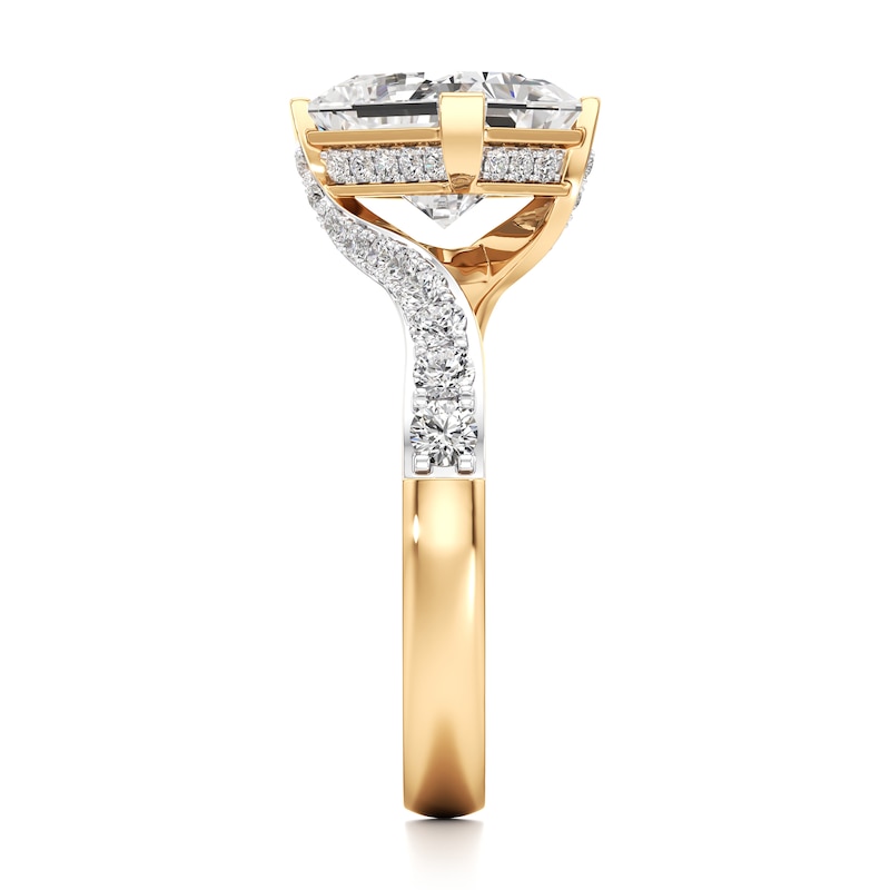 Main Image 3 of J'Lure Radiant Brilliant-Cut Lab-Created Diamond Bypass Engagement Ring 3-1/2 ct tw 18K Yellow Gold