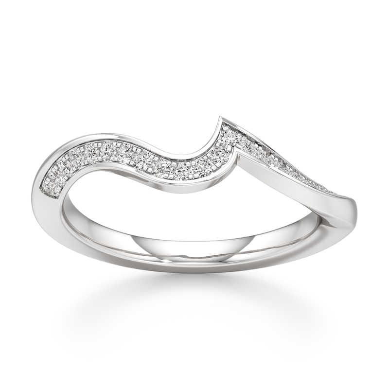 Main Image 1 of J'Lure Lab-Created Diamond Contour Wedding Band 1/5 ct tw 18K White Gold