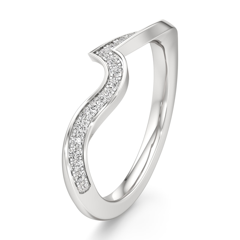 Main Image 4 of J'Lure Lab-Created Diamond Contour Wedding Band 1/5 ct tw 18K White Gold