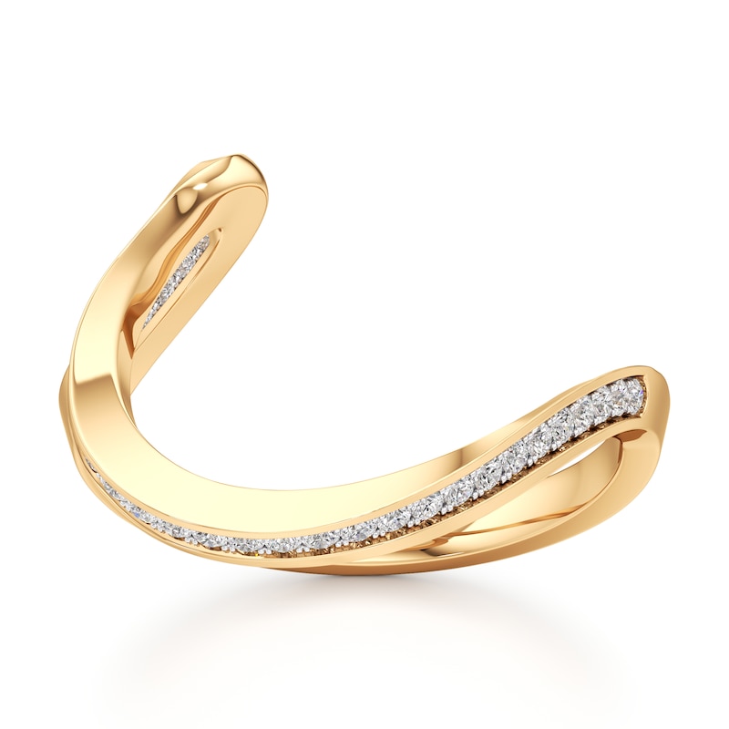 Main Image 1 of J'Lure Lab-Created Diamond Contour Wedding Band 1/6 ct tw 18K Yellow Gold