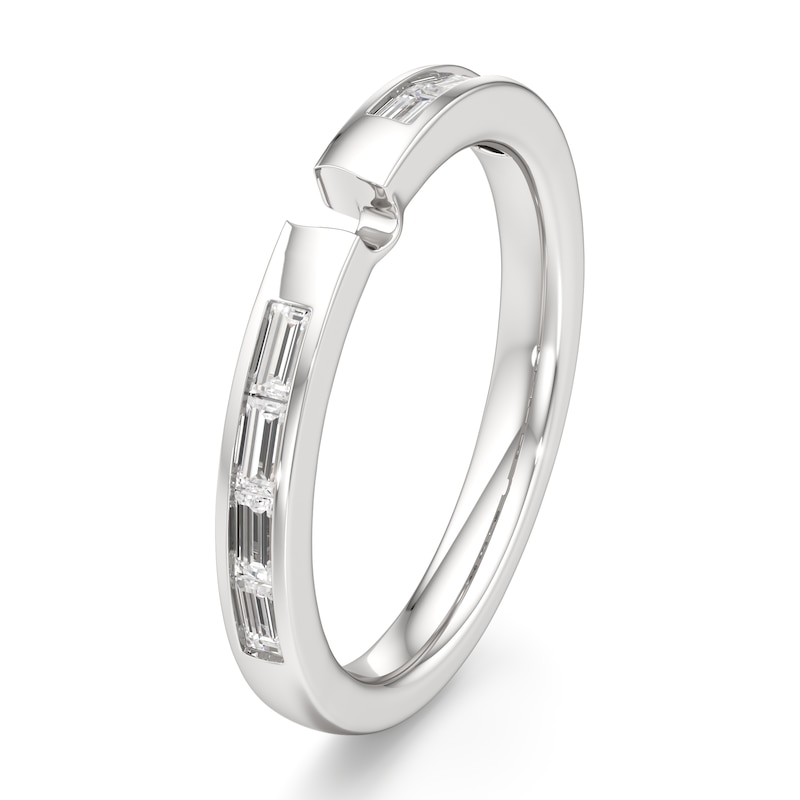 Main Image 4 of J'Lure Baguette-Cut Lab-Created Diamond Contour Wedding Band 1/3 ct tw 18K White Gold