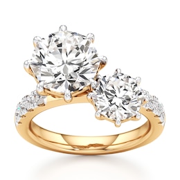 J'Lure Octagon Brilliant-Cut Two-Stone Lab-Created Diamond Engagement Ring 4-1/2 ct tw 18K Yellow Gold