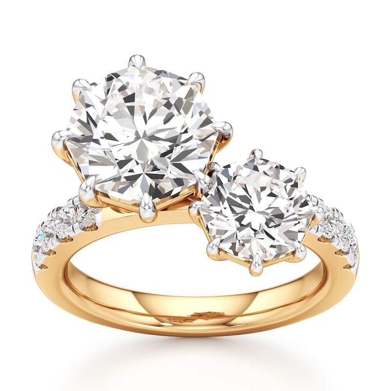 Main Image 1 of J'Lure Octagon Brilliant-Cut Two-Stone Lab-Created Diamond Engagement Ring 4-1/2 ct tw 18K Yellow Gold