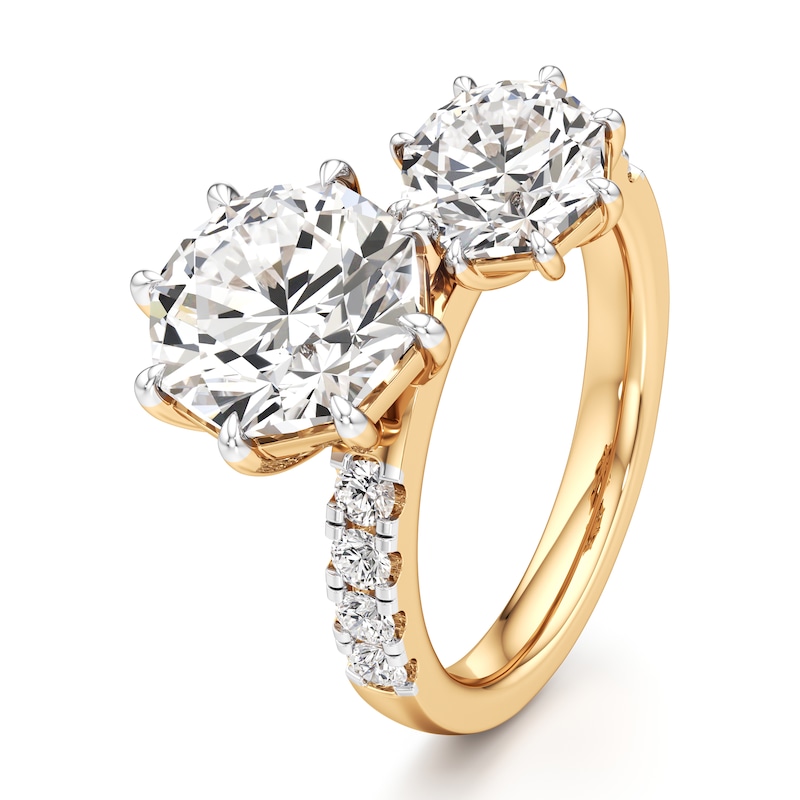 Main Image 4 of J'Lure Octagon Brilliant-Cut Two-Stone Lab-Created Diamond Engagement Ring 4-1/2 ct tw 18K Yellow Gold