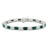 Thumbnail Image 1 of Rectangle-Cut Lab-Created Emerald & White Lab-Created Sapphire Bracelet Sterling Silver 7.25&quot;