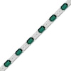 Thumbnail Image 2 of Rectangle-Cut Lab-Created Emerald & White Lab-Created Sapphire Bracelet Sterling Silver 7.25&quot;