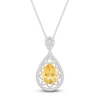 Thumbnail Image 1 of Pear-Shaped Natural Citrine & Diamond Necklace 1/10 ct tw Sterling Silver 18&quot;