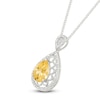 Thumbnail Image 2 of Pear-Shaped Natural Citrine & Diamond Necklace 1/10 ct tw Sterling Silver 18&quot;