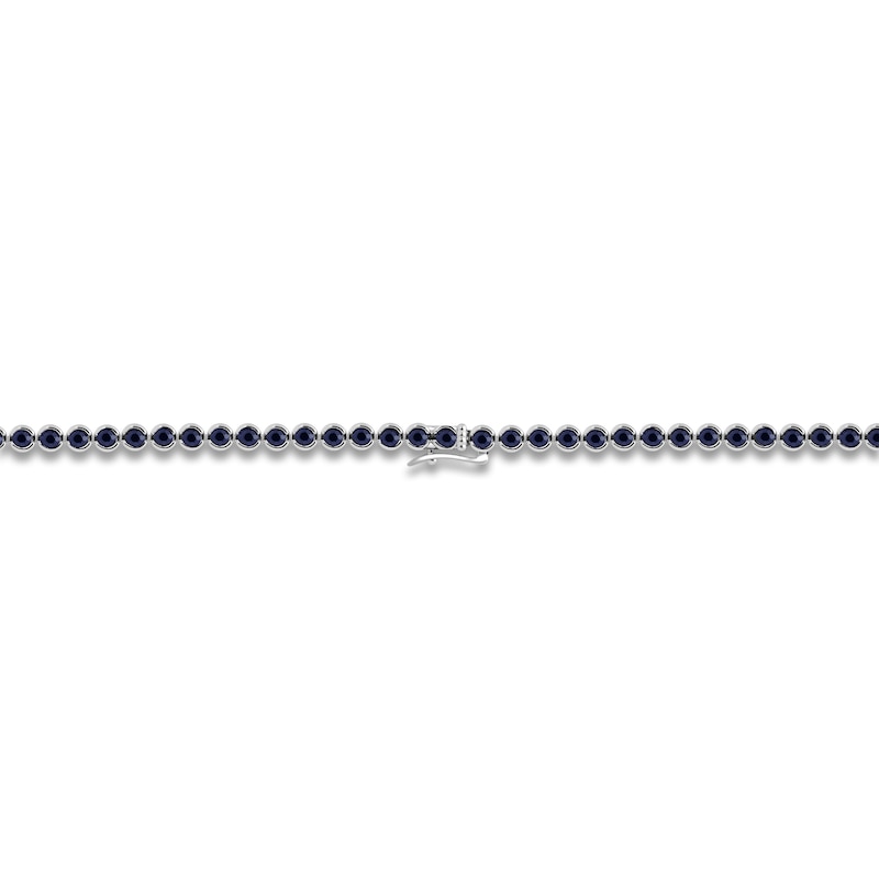 Main Image 4 of Natural Blue Sapphire Bezel-Set Tennis Necklace 14K White Gold 17&quot;