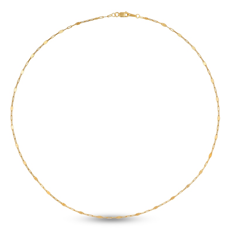 Main Image 1 of Solid Paperclip Mirror Chain Necklace 14K Yellow Gold 18&quot; 1.35mm