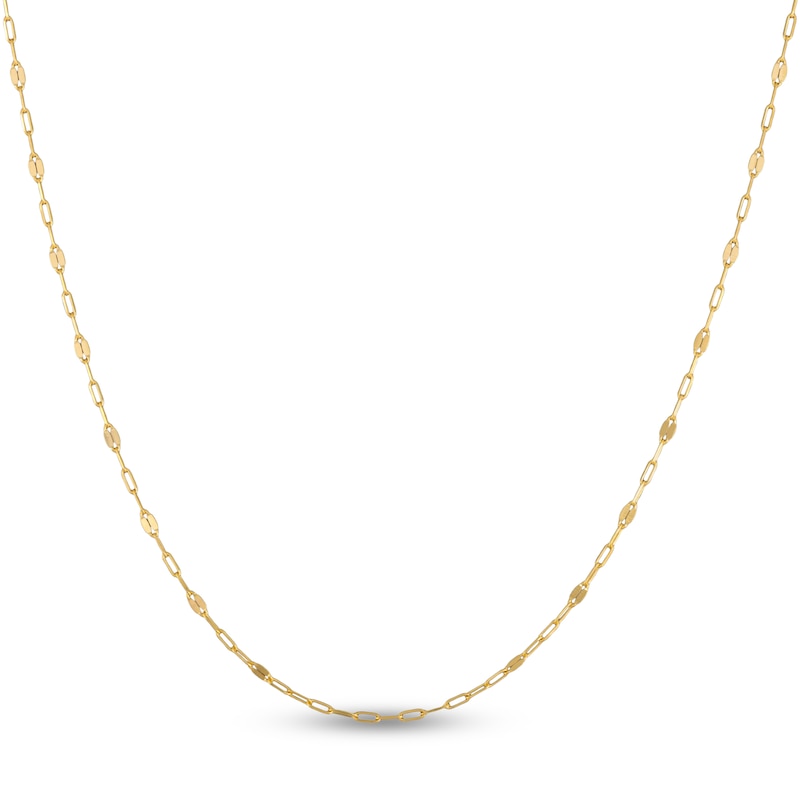 Main Image 2 of Solid Paperclip Mirror Chain Necklace 14K Yellow Gold 18&quot; 1.35mm