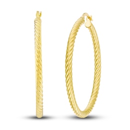 Twisted Rope Hoop Earrings 14K Yellow Gold 40mm