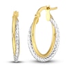 Thumbnail Image 0 of Polished Twisted Crossover Hoop Earrings 14K Two-Tone Gold 17mm