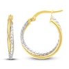 Thumbnail Image 1 of Polished Twisted Crossover Hoop Earrings 14K Two-Tone Gold 17mm