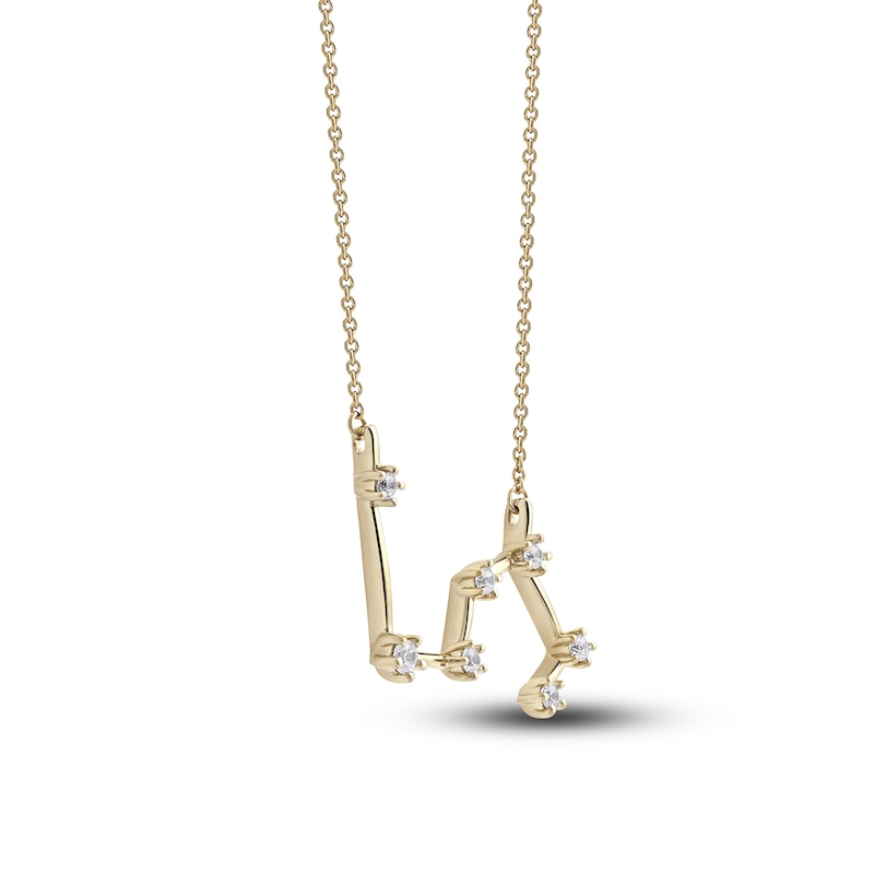 Main Image 2 of Diamond Leo Constellation Pendant Necklace 1/6 ct tw Round 14K Yellow Gold