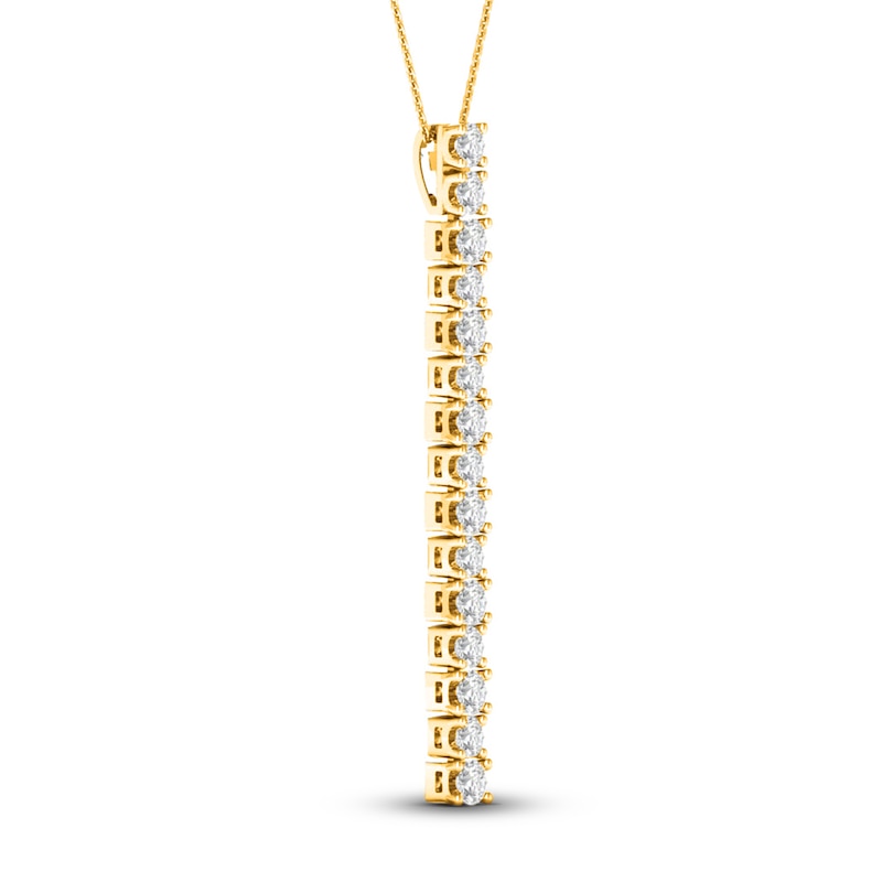 Lab-Created Diamond Linear Pendant 2 ct tw Round 14K Yellow Gold