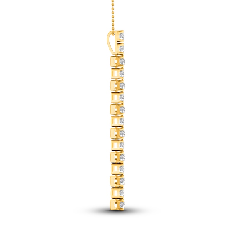 Lab-Created Diamond Linear Pendant 2 ct tw Round 14K Yellow Gold