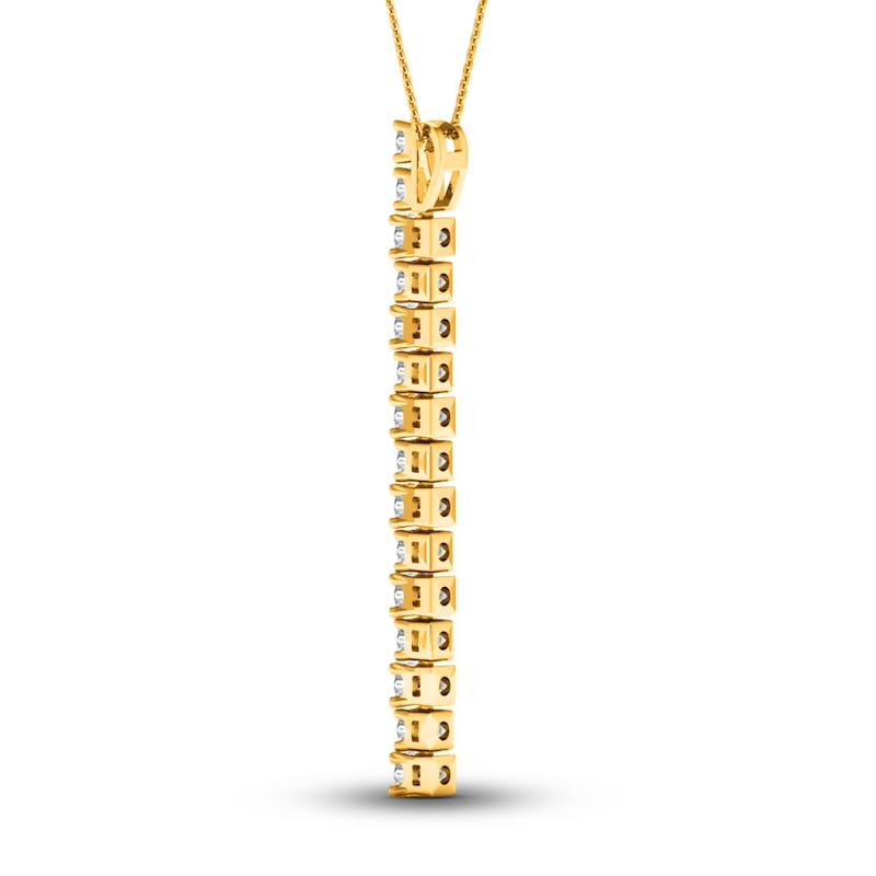 Lab-Created Diamond Linear Pendant 2 ct tw Round 14K Yellow Gold