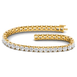 Lab-Created Diamond Tennis Bracelet 12 ct tw Round 14K Yellow Gold 7.25&quot;