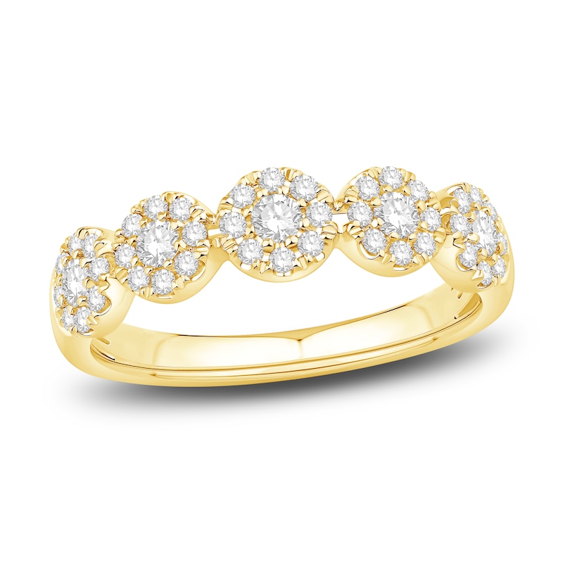 Main Image 1 of Diamond Halo Fashion Ring 1/2 ct tw Round 14K Yellow Gold