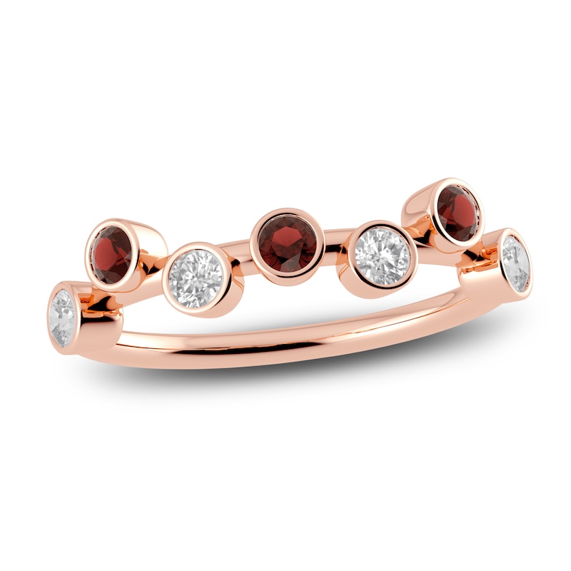 Main Image 1 of Juliette Maison Natural Garnet & Natural White Sapphire Ring 10K Rose Gold