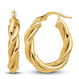 Twisted Hoop Earrings 14K Yellow Gold 20mm