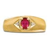 Thumbnail Image 2 of Men's Natural Ruby Ring Diamond Accents 14K Yellow Gold