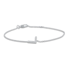 Diamond Accent Initial L Bracelet 14K White Gold 7&quot;