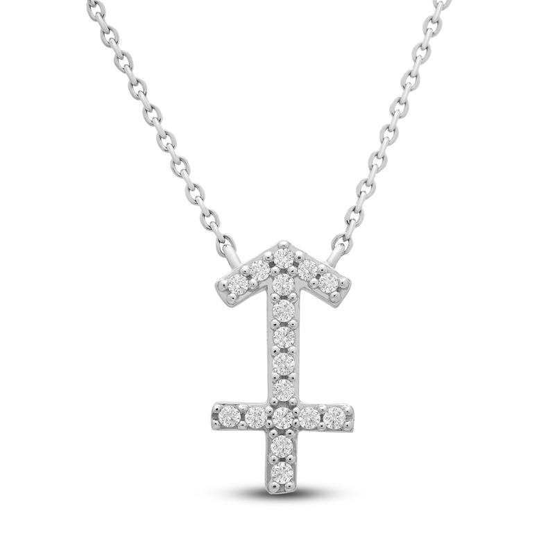 Main Image 1 of Diamond Sagittarius Necklace 1/10 ct tw Round 14K White Gold 16.75&quot;