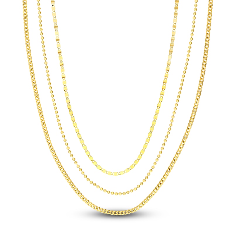 Main Image 1 of Valentino, Beaded & Curb Chain Necklace Set 14K Yellow Gold