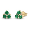 Thumbnail Image 2 of Natural Emerald & Diamond Stud Earrings 1/20 ct tw 14K Yellow Gold